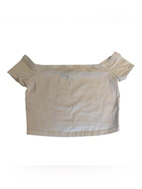 Spirit Jersey Crop Top Off The Shoulder Women’s Small White Cotton Blend Flirty